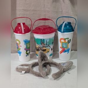 Great Wolf Lodge Resort souvenir set popcorn bucket 2 cups 2 headband ears kids